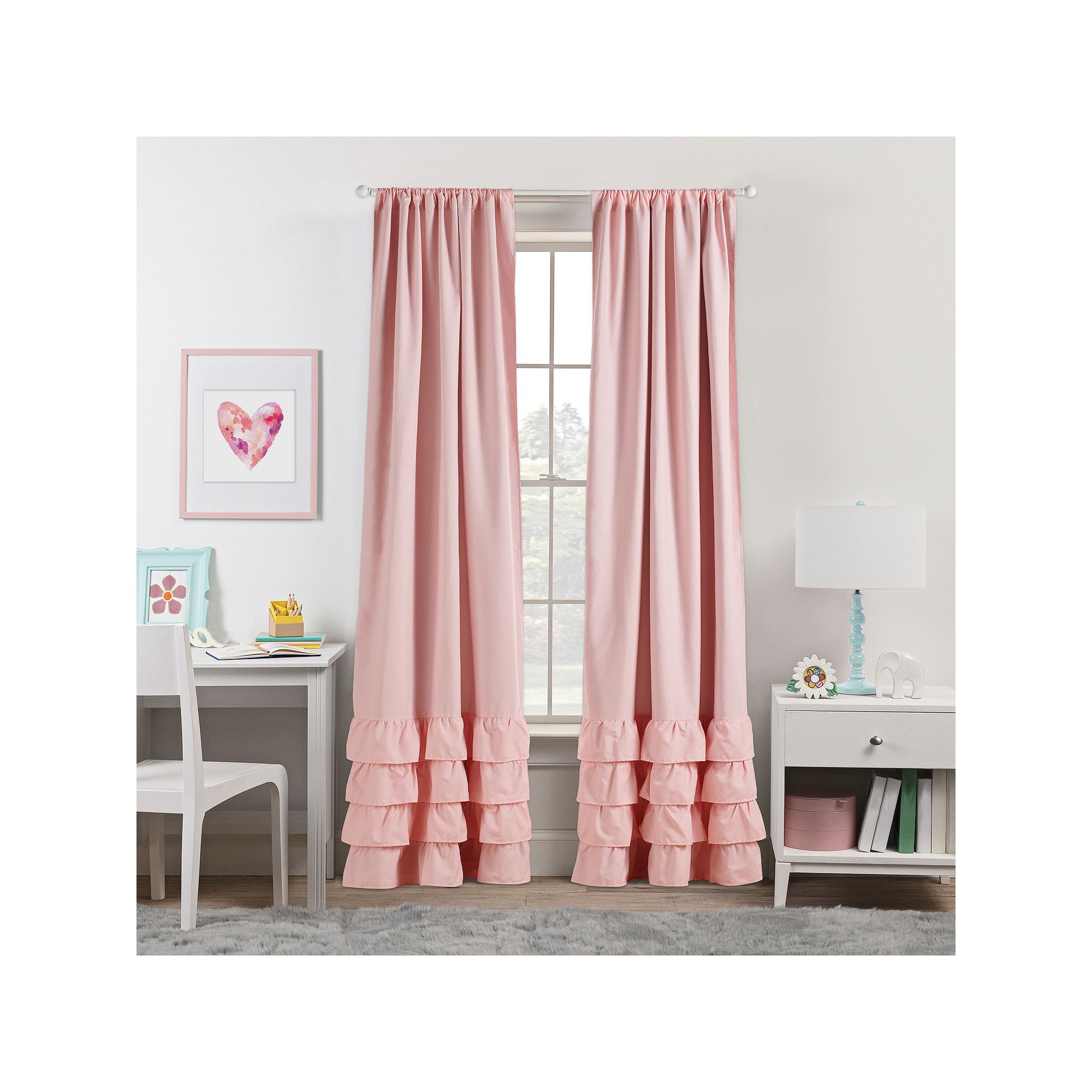 The Big One Kids™ Ruffle Blackout 2-pack Window Curtain Set, Pink
