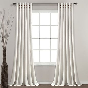 Lush Decor Linen Button Pinched Pleat Window Curtain