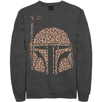 Men's Star Wars Boba Fett Helmet Cheetah Print Fill Sweatshirt