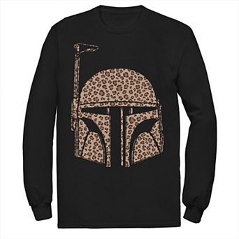 Men's Star Wars Boba Fett Helmet Cheetah Print Fill Tee