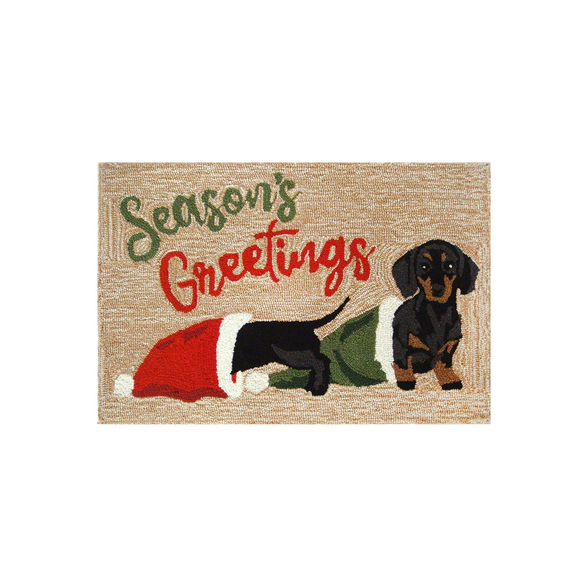 Liora Manne Frontporch Dachsund Greetings Indoor Outdoor Rug, Neutral