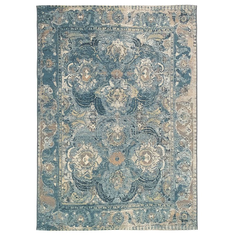 Liora Manne Marina Kashan Indoor Outdoor Rug, Blue, 8X10 Ft
