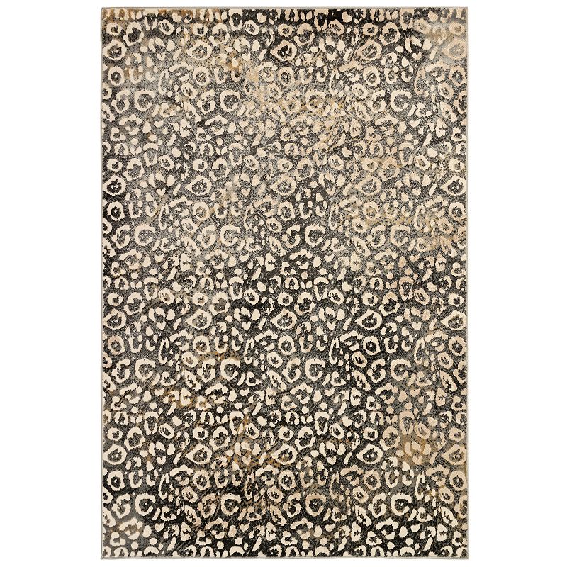 Liora Manne Soho Leopard Indoor Rug, Black, 8X10 Ft