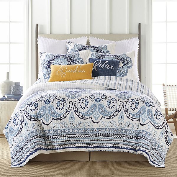 Josephine Quilt Set with Shams Blue (TWIN) BrickSeek