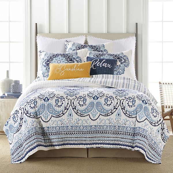 Josephine Quilt Set with Shams - Blue (TWIN) – BrickSeek