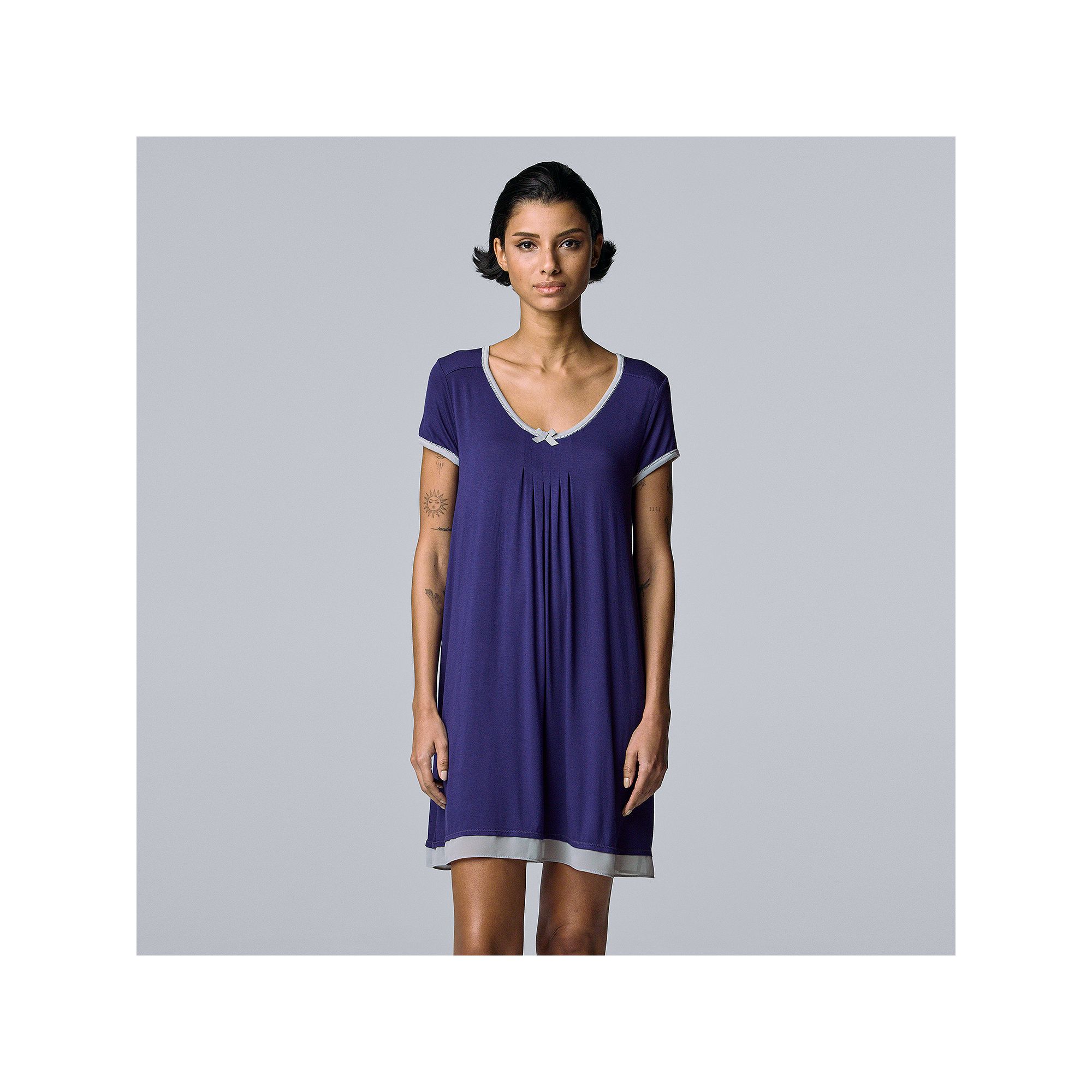 Womens Simply Vera Vera Wang Basic Luxury Sleepshirt, Size: Medium, Blue