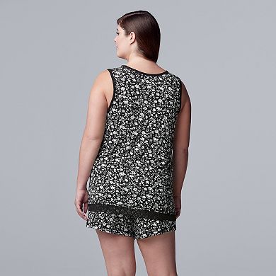 Plus Size Simply Vera Vera Wang Luxury Pajama Tank Top & Pajam Boxers Set