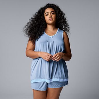 Plus Size Simply Vera Vera Wang Basic Luxury Pajama Tank Top & Pajama Boxers Set