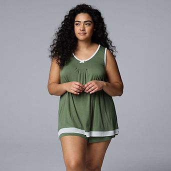 Plus Size Simply Vera Vera Wang Basic Luxury Pajama Tank Top & Pajama Boxers Set