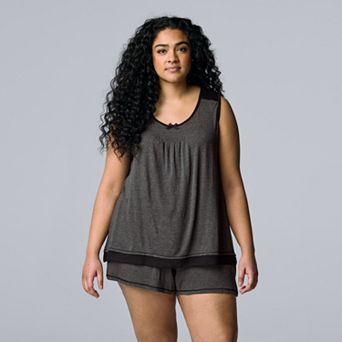 Plus Size Simply Vera Vera Wang Basic Luxury Pajama Tank Top & Pajama Boxers Set
