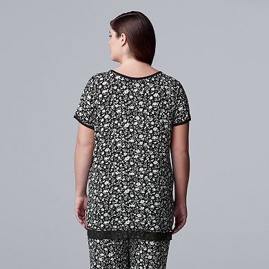 Plus Size Simply Vera Vera Wang Luxury Short Sleeve Pajama Top