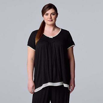 Plus Size Simply Vera Vera Wang Basic Luxury Short Sleeve Pajama Top