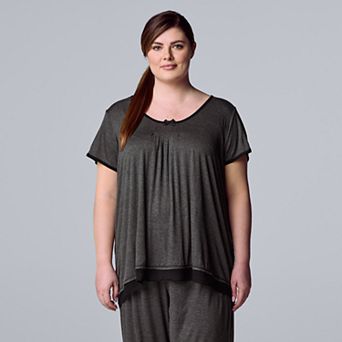 Plus Size Simply Vera Vera Wang Basic Luxury Short Sleeve Pajama Top