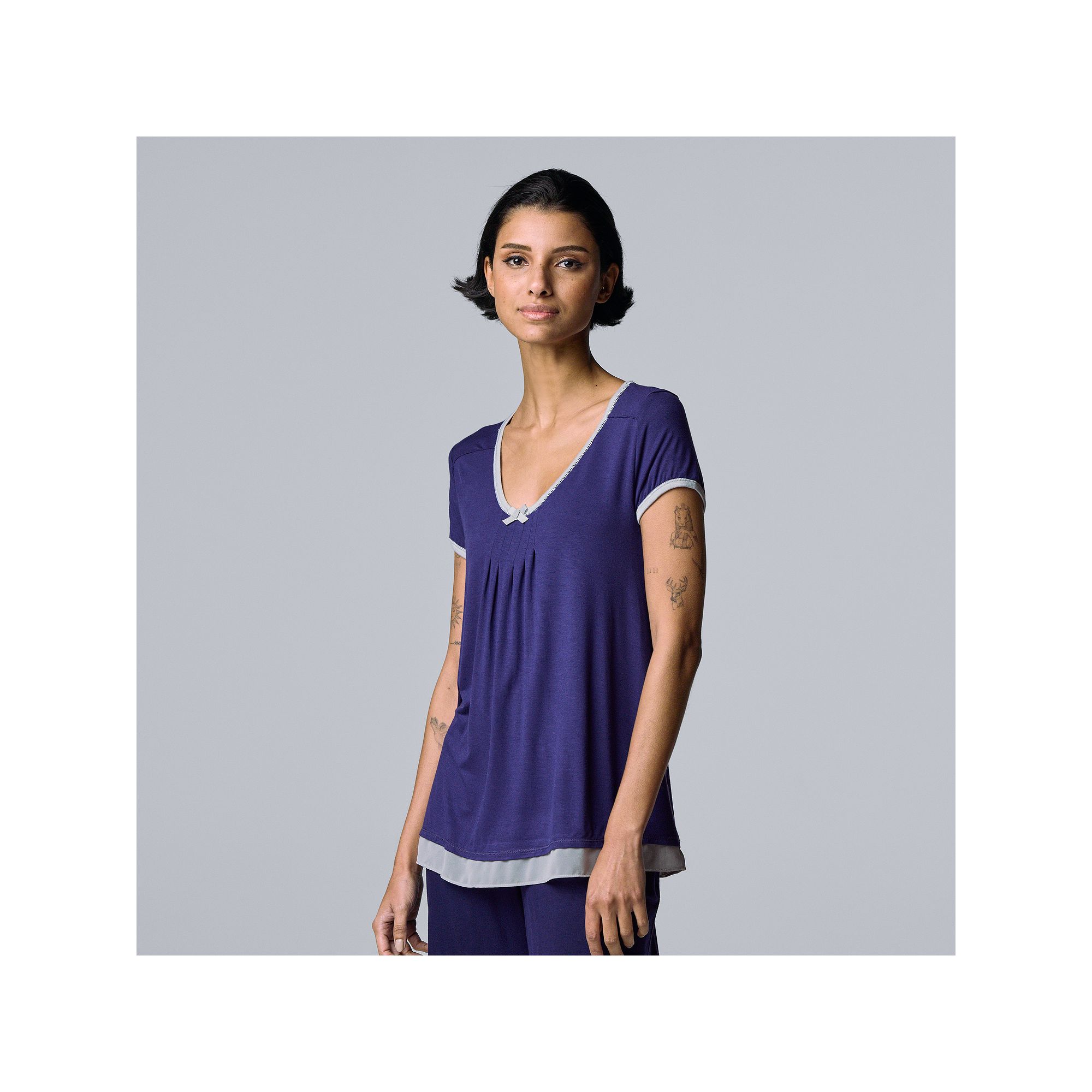 Womens Simply Vera Vera Wang Basic Luxury Pajama Sleep Top, Size: Small, B