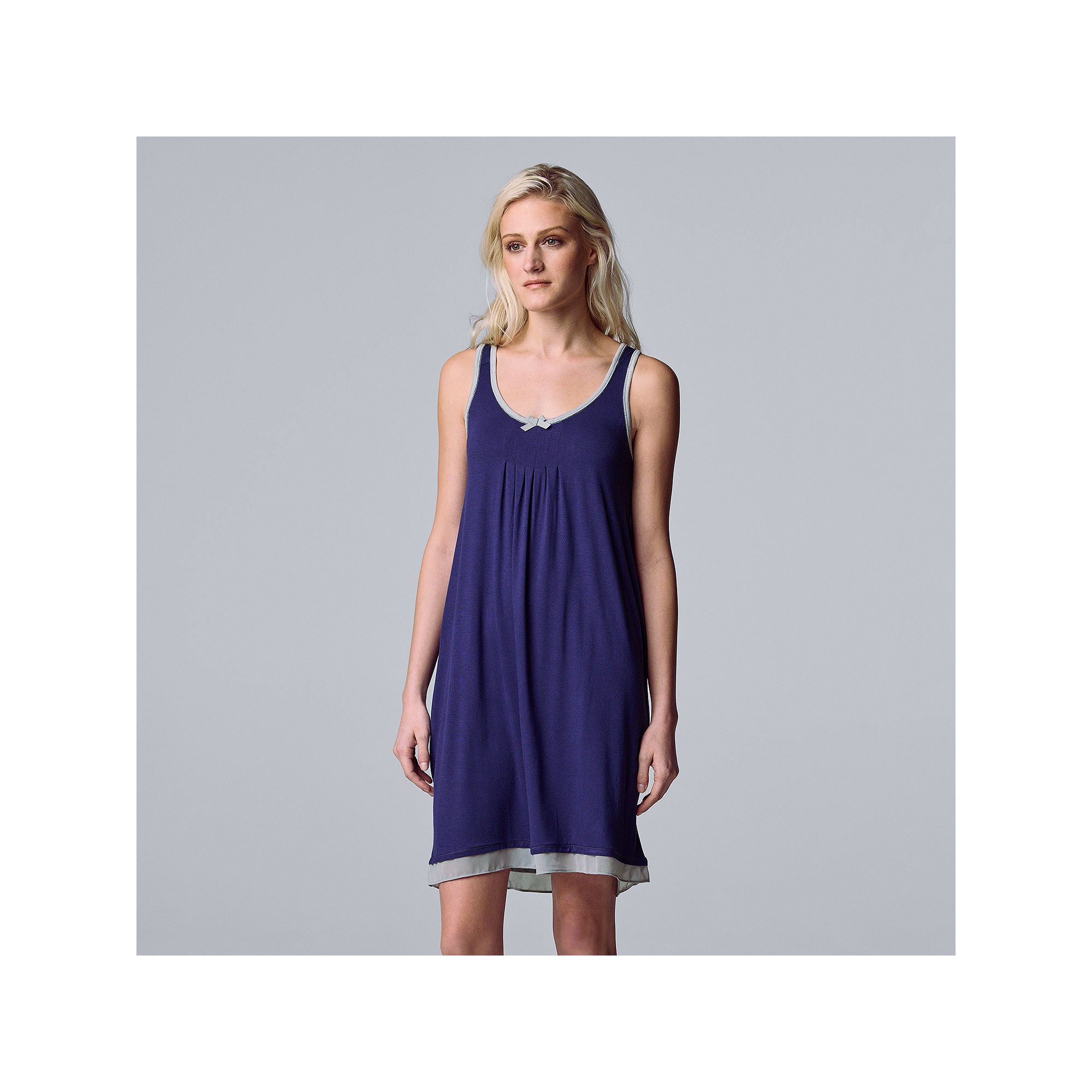 Womens Simply Vera Vera Wang Basic Luxury Chemise, Size: Small, Blue