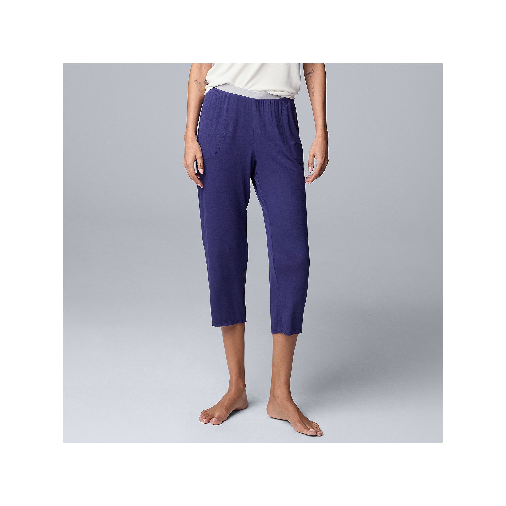 Womens Simply Vera Vera Wang Basic Luxury Pajama Capri Pants, Size: Small,
