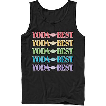 Men's Star Wars Pride Yoda Best Rainbow Text Stack Tank Top