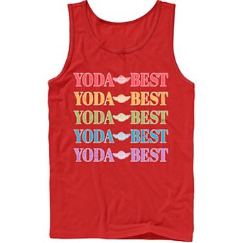 Men's Star Wars Pride Yoda Best Rainbow Text Stack Tank Top