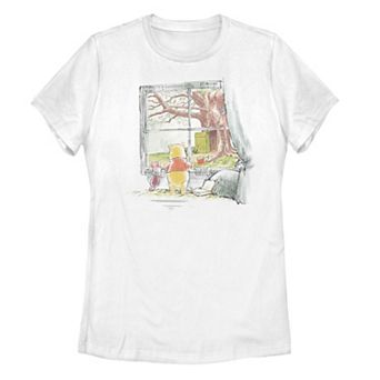 Disney's Winnie The Pooh Piglet And Pooh Window Sketch Junior's Tee