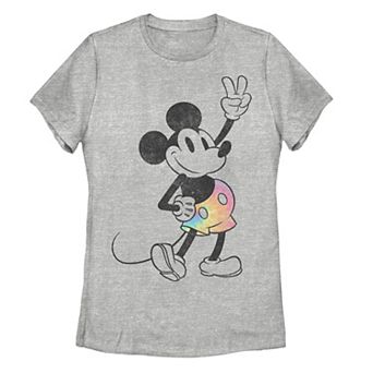 Disney's Mickey Mouse Juniors' Peace Sign Rainbow Graphic Tee
