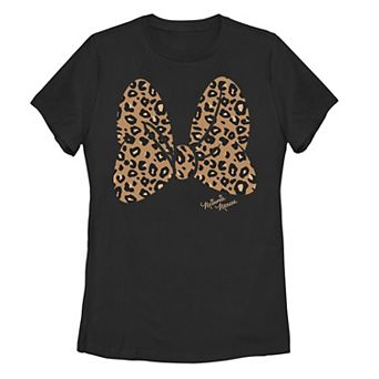 Disney's Minnie Mouse Juniors' Leopard Print Bow Graphic Tee