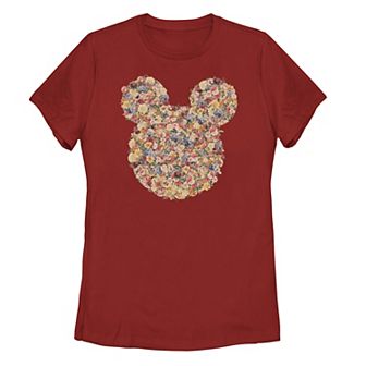 Disney's Mickey Mouse & Friends Juniors' Floral Fill Graphic Tee