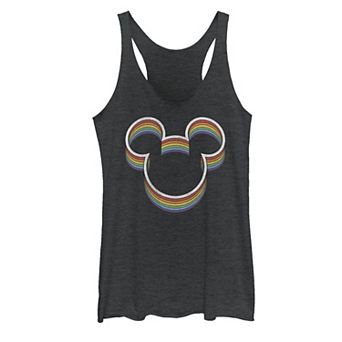 Disney's Mickey Mouse Rainbow Outline Ears Juniors' Racerback Tank Top