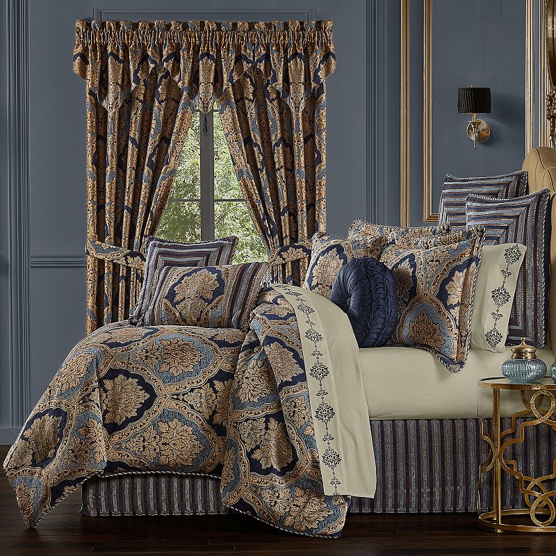Five Queens Court Bristol Indigo Comforter Set with Shams, Blue, Cal King