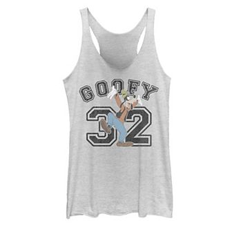 Juniors' Disney Goofy Varsity Text #32 Portrait Tank