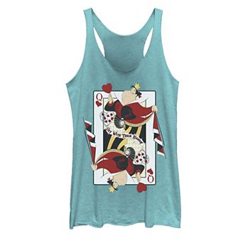Disney's Alice In Wonderland Queen Of Hearts Juniors' Playing Card Tank Top