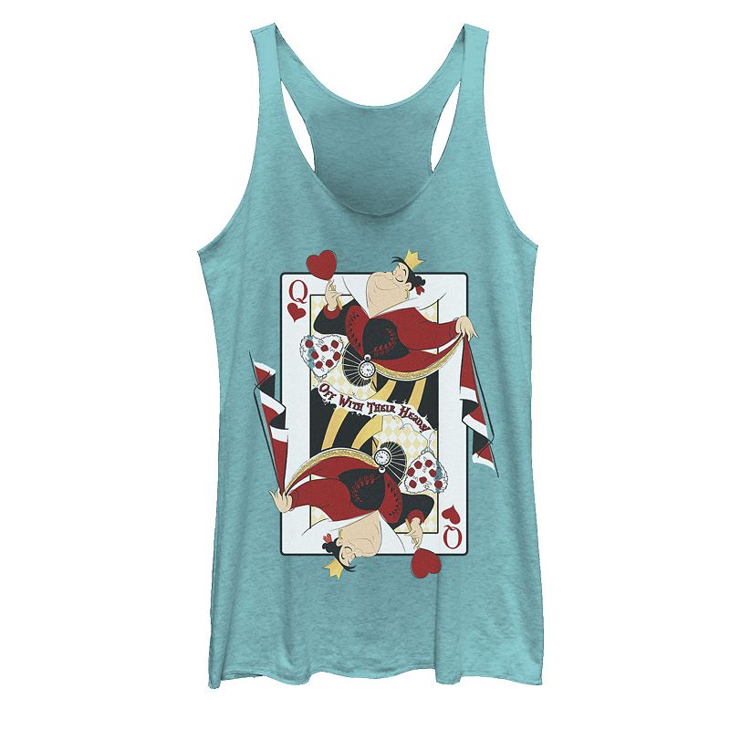 Disney's Alice In Wonderland Queen Of Hearts Juniors' Playing Card Tank Top, Girl's, Size: Medium, Tahiti Blue