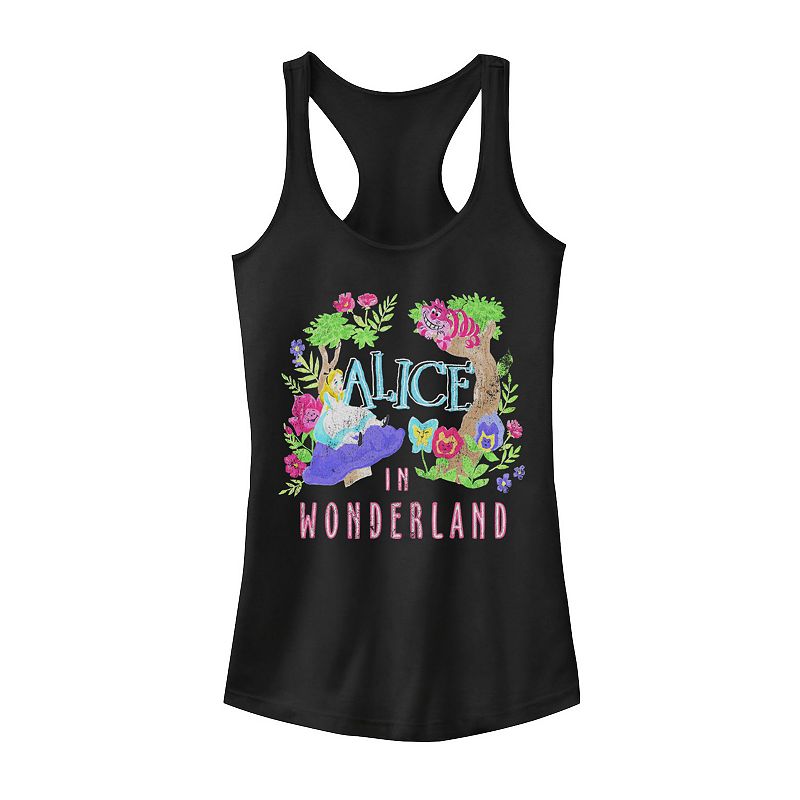 Juniors' Disney Alice In Wonderland Neon Forest Tank Top, Girl's, Size: Medium, Black