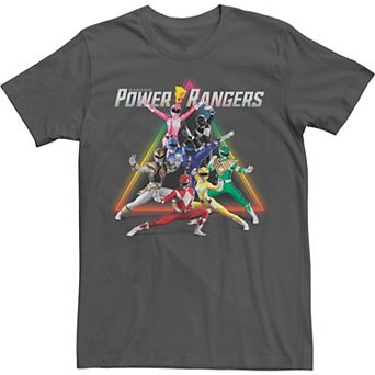 Men's Power Rangers Group Shot Triangle Rainbow Tee