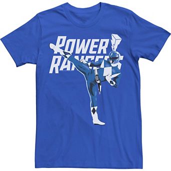 Men's Power Rangers Blue Ranger Action Pose Logo Tee