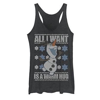 Disney's Frozen Olaf Juniors' All I Want Is A Warm Hug Ugly Sweater Tank Top