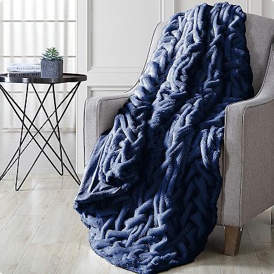 Modern Threads Luxury Braided Faux Fur Throw