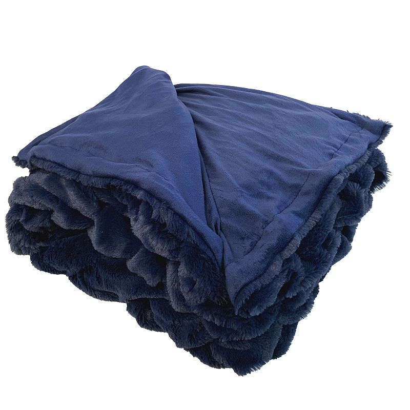 Modern Threads Luxury Braided Faux Fur Throw, Blue