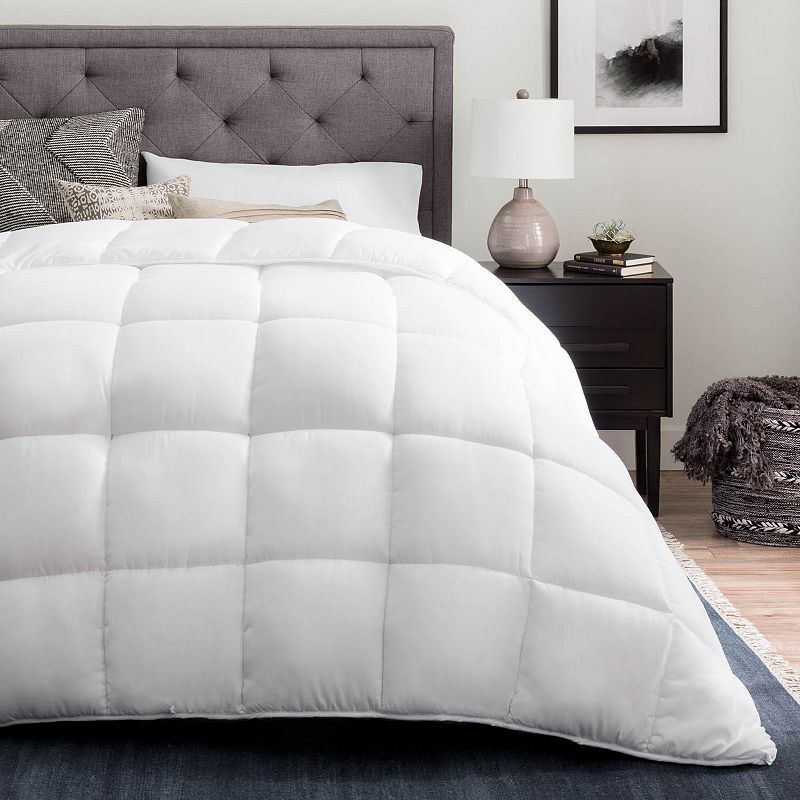 Lucid Dream Collection Microfiber Comforter, White, Full/Queen