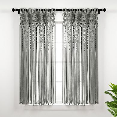 Lush Decor Boho Macrame Textured Cotton Window Curtain