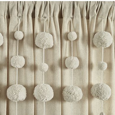 Lush Decor Boho Pom Pom Tassel Linen Window Curtain