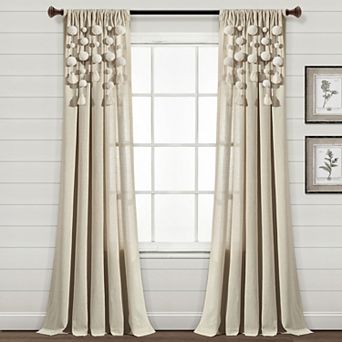 Lush Decor Boho Pom Pom Tassel Linen Window Curtain
