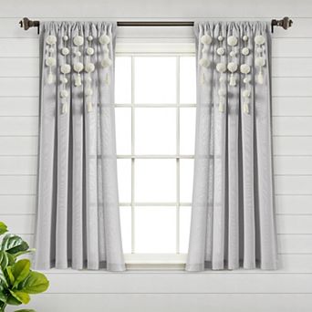 Lush Decor Boho Pom Pom Tassel Linen Window Curtain