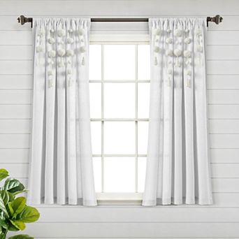 Lush Decor Boho Pom Pom Tassel Linen Window Curtain