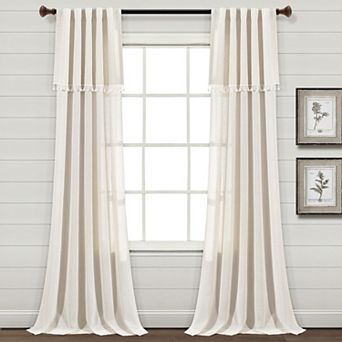 Lush Decor Ivy Tassel Faux Linen Window Curtain Set