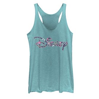 Disney Juniors' Floral Print Logo Tank Top