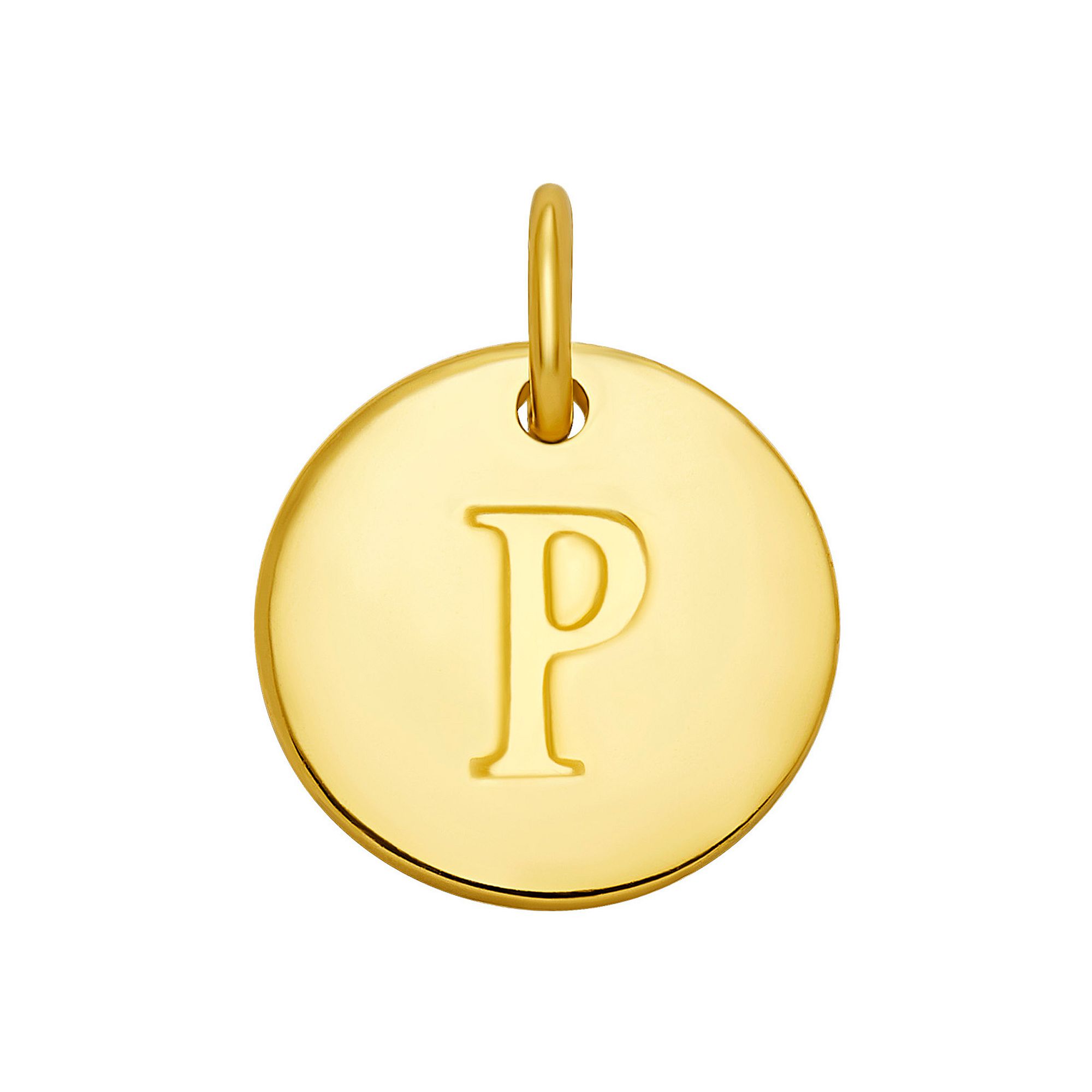 PRIMROSE 18k Gold Over Sterling Silver Letter Disc Charm, Womens, Gold Ove