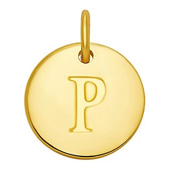 PRIMROSE 18k Gold Over Sterling Silver Letter Disc Charm
