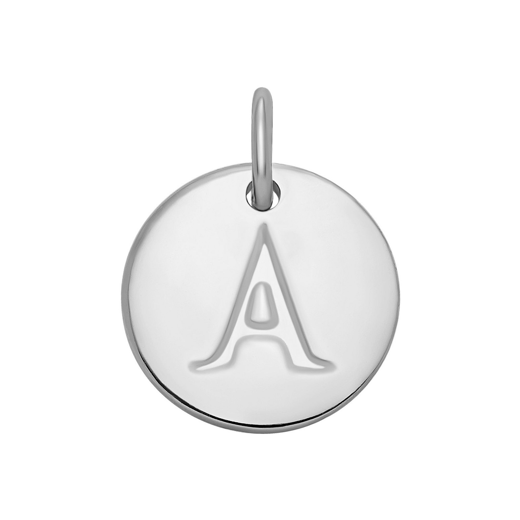PRIMROSE Sterling Silver Letter Disc Charm, Womens, Sterling Silver A
