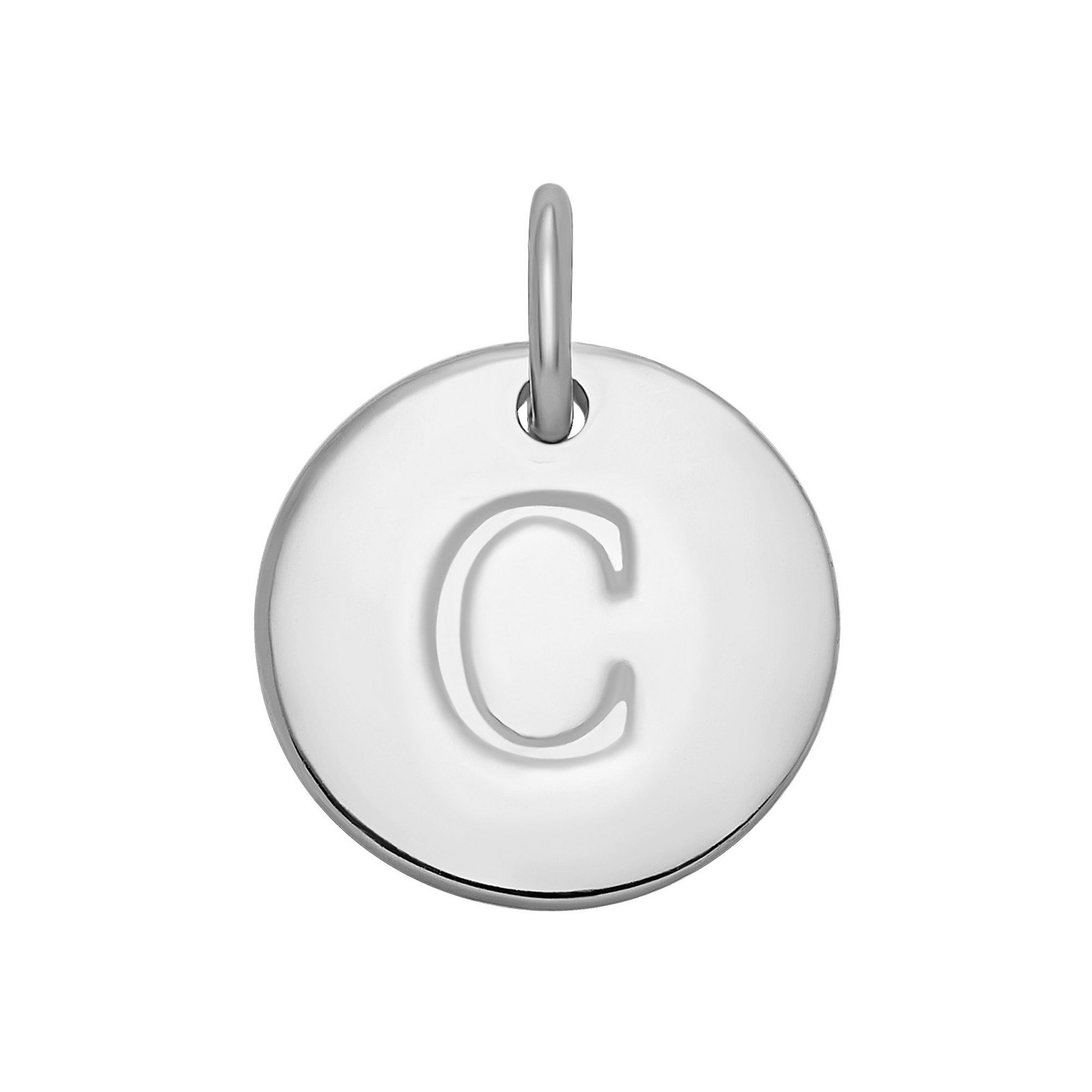 PRIMROSE Sterling Silver Letter Disc Charm, Womens, Sterling Silver C