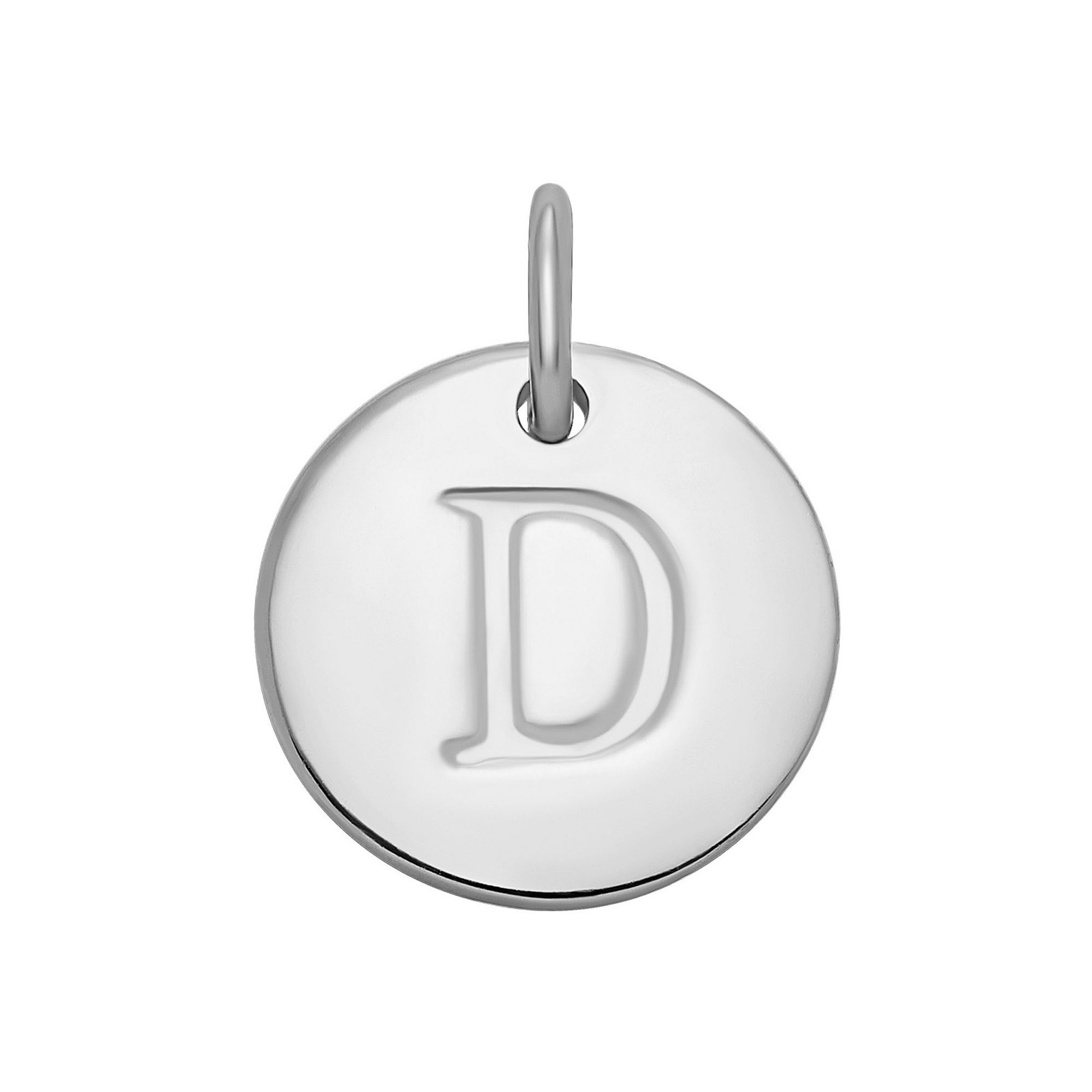 PRIMROSE Sterling Silver Letter Disc Charm, Womens, Sterling Silver D